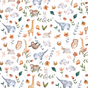 Cotone Baby Animaletti con Fiori