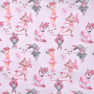 Cotone Balletto di Animali fondo Rosa