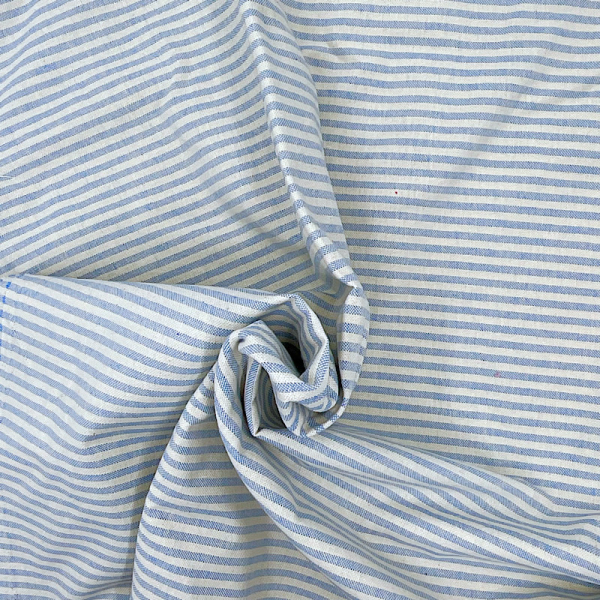 Cotone Panama H 140 Tinto in Filo Righe 5mm Azzurro