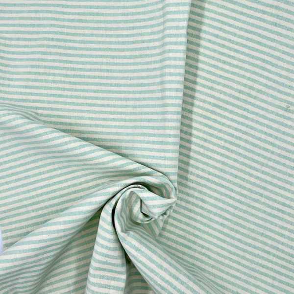 Cotone Panama H 140 Tinto in Filo Righe 5mm Verde Acqua