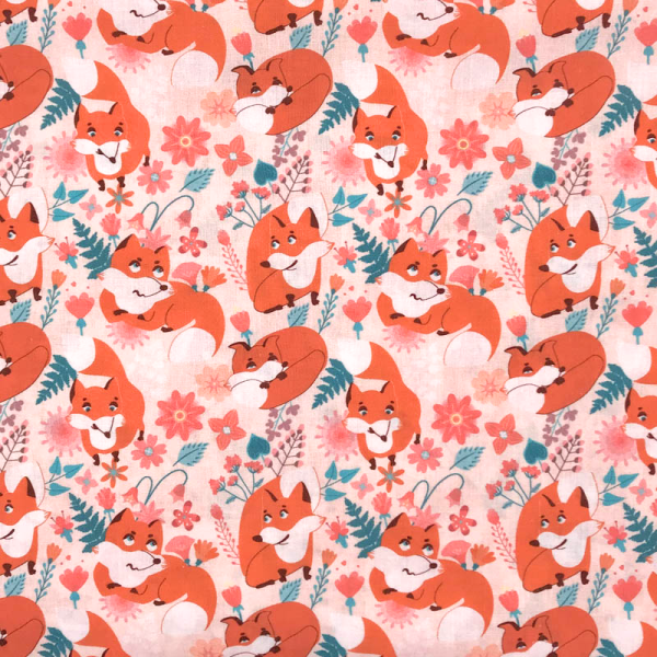 Cotone Volpi con Fiori