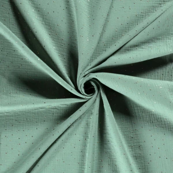 Mussola Pallini Oro Menta Scuro
