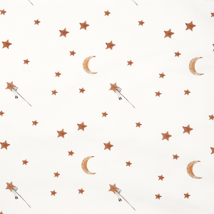 Cotone Stelle e Luna Fondo Bianco