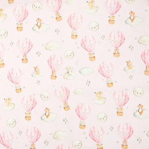 Cotone Mongolfiere Fondo Rosa