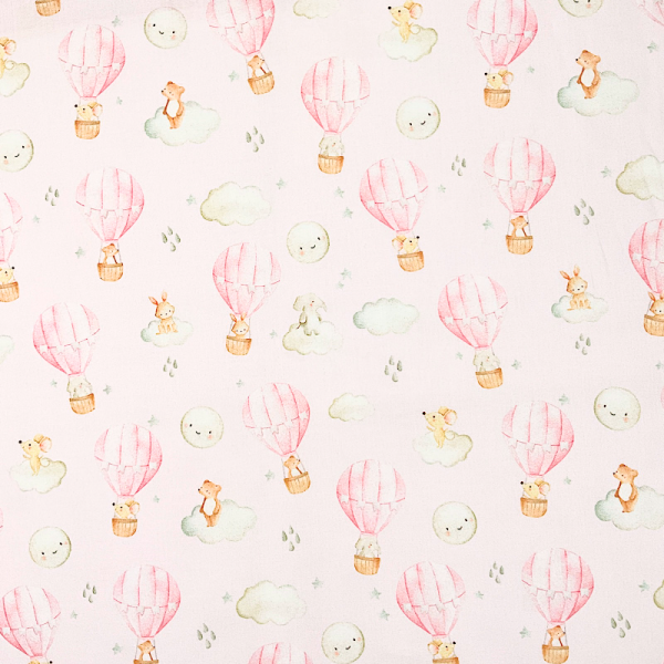 Cotone Mongolfiere Fondo Rosa