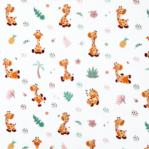 Cotone Giraffine Rosa e Palmette