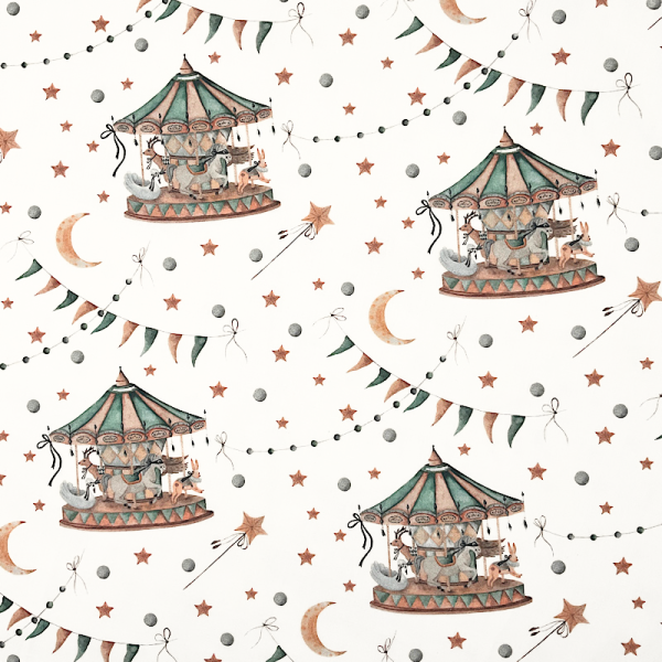 Cotone Circo Luna e Stelle