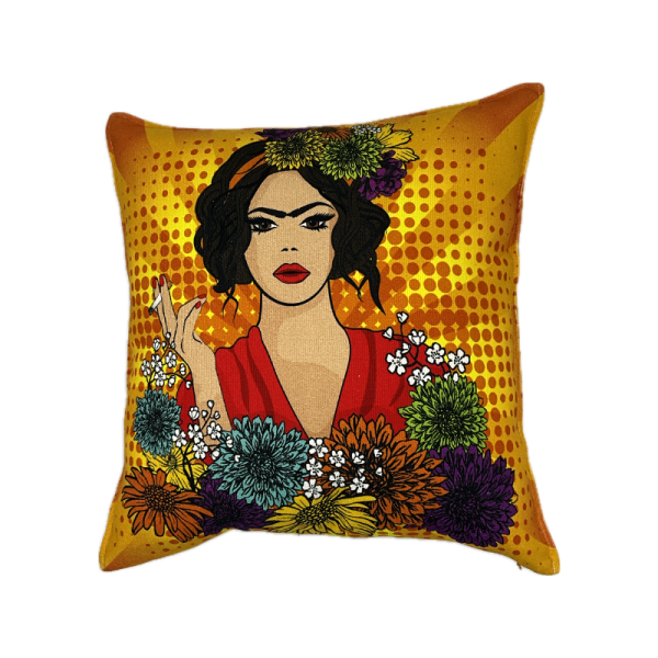 Cuscino Cotone Canvas Frida E Sigaretta