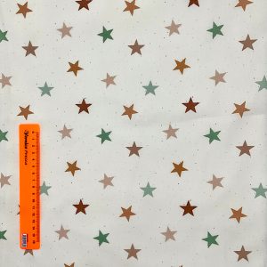 Cotone Stelle Colorate Fondo Ecrù - immagine 2