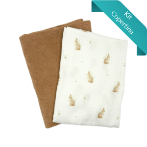 Kit Copertina Mussola Conigli, Fiori e Stretch Terry