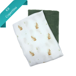 Kit Copertina Mussola Coniglietto Fiorellini e Nicky Velour