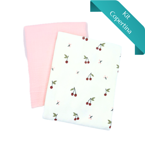 Kit Copertina Stretch Terry Ciliegine e Mussola Tinta Unita