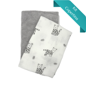 Kit Copertina Mussola Ghepardi Neri e Stretch Terry