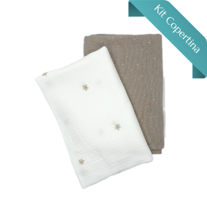 Kit Copertina Doppia Mussola Fiorellini Color Lino