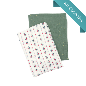 Kit Copertina Doppia Mussola Fiorellini a Righe