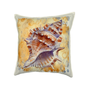 Cuscino Cotone Canvas Conchiglia Fondo Giallo