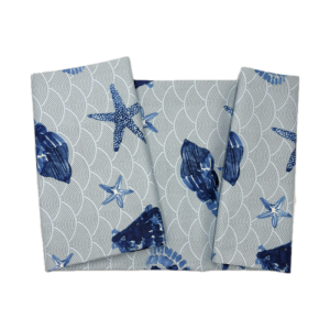 Tovaglia Barriera Conchiglie e Stelle Marine Fondo Celeste