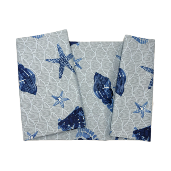 Tovaglia Barriera Conchiglie e Stelle Marine Fondo Celeste