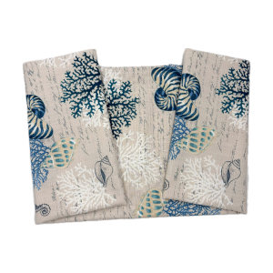 Tovaglia Conchiglie e Coralli Blu con Scritte