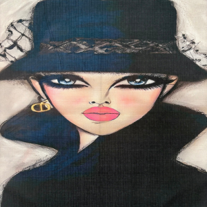 Pannello in Tessuto Donna Cappello e Cappotto 47x47 cm