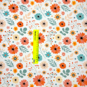 Cotone Baby H 150 cm Fiorellini Arancio e Verde Menta