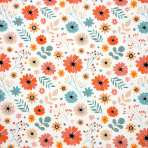 Cotone Baby H 150 cm Fiorellini Arancio e Verde Menta