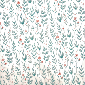 Cotone Baby H 150 cm Fiori e Foglie Delicate