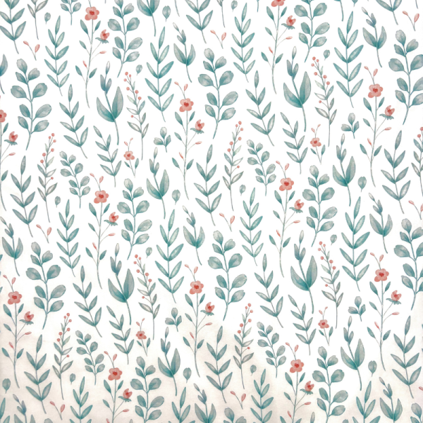 Cotone Baby H 150 cm Fiori e Foglie Delicate