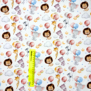 Cotone Baby H 150 cm Tanti Animaletti Tra Palloncini Stelline e Nuvolette
