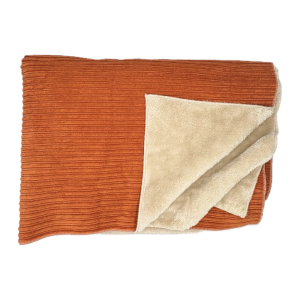 Kit Plaid Velluto a Coste con Pelliccetta Arancio