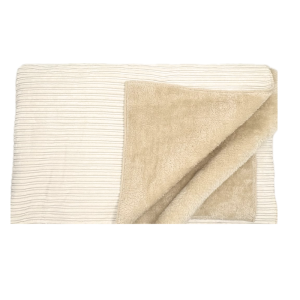 Kit Plaid Velluto a Coste con Pelliccetta Avorio