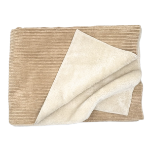 Kit Plaid Velluto a Coste con Pelliccetta Cammello