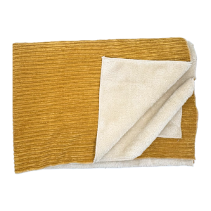 Kit Plaid Velluto a Coste con Pelliccetta Giallo Ocra