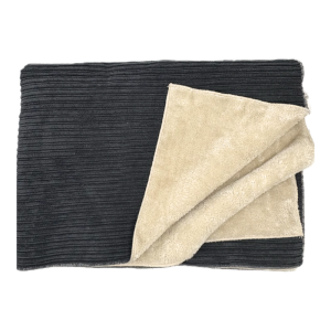 Kit Plaid Velluto a Coste con Pelliccetta Nero Fumo