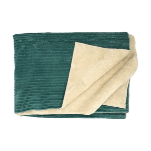 Kit Plaid Velluto a Coste con Pelliccetta Verde Bottiglia