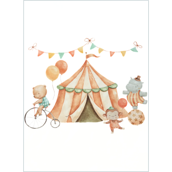 Pannello Copertina Cotone Percalle 75x105 Circo di Animaletti in Festa