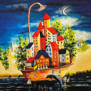 Pannello in tessuto 46x46 cm Città in Vasca