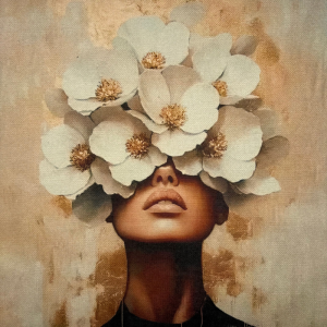Pannello in tessuto 46x46 cm Donna Fiori sugli Occhi