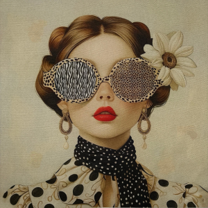 Pannello in tessuto 46x46 cm Donna Foulard Pois