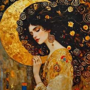 Pannello in tessuto 46x46 cm Donna Stile Klimt Luna