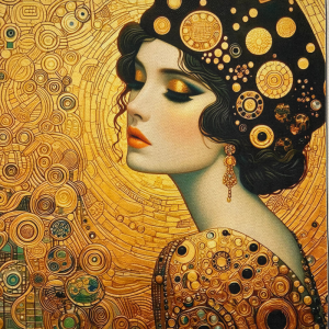 Pannello in tessuto 46x46 cm Donna Stile Klimt Sfondo Dorato