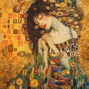 Pannello in tessuto 46x46 cm Donna Stile Klimt Vestito Colorato