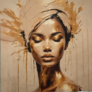Pannello in tessuto 46x46 cm Donna Turbante di Pittura
