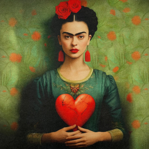 Pannello in tessuto 46x46 cm Frida Cuore Rosso
