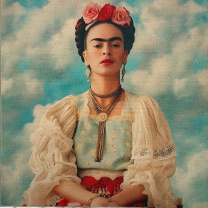 Pannello in tessuto 46x46 cm Frida tra le Nuvole