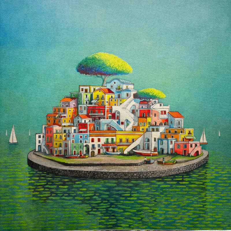Pannello in tessuto 46x46 cm Isola sull'Erba