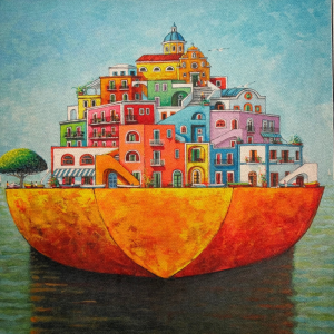 Pannello in tessuto 46x46 cm Isola sull'Ombrello