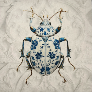 Pannello in tessuto 46x46 cm Scarabeo Decorato
