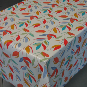 Tessuto Plastificato per Tovaglie Foglie Multicolor