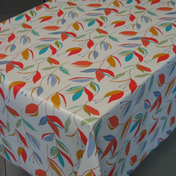 Tessuto Plastificato per Tovaglie Foglie Multicolor